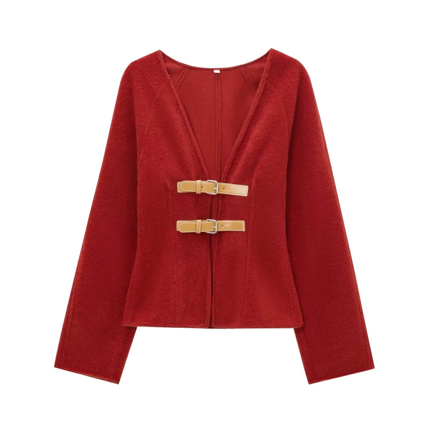 Woolen Jacket with Leather Buckles