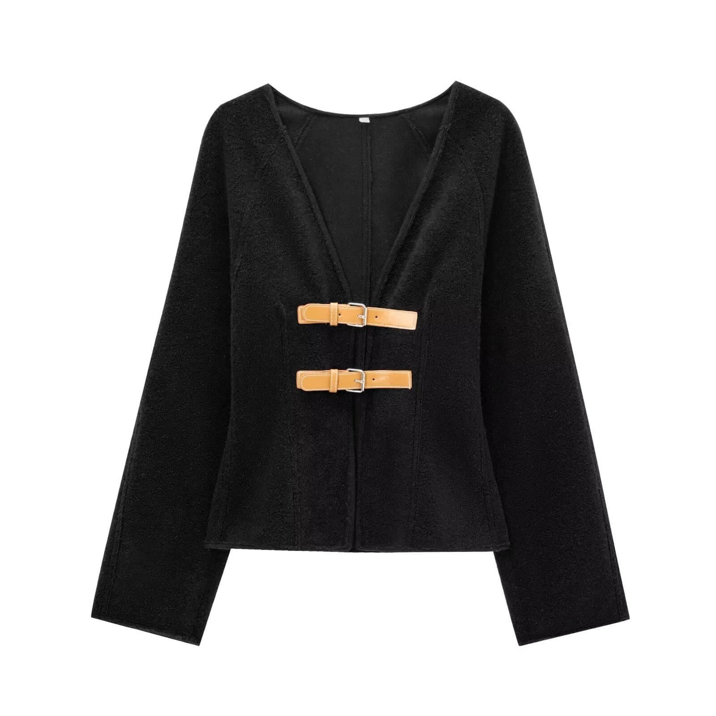 Woolen Jacket with Leather Buckles
